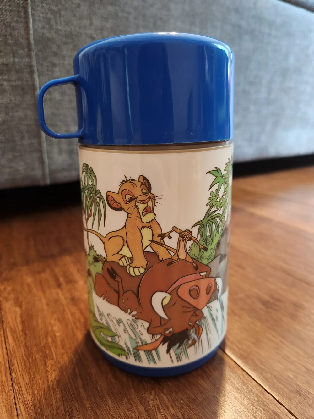 Vintage Disney The Lion King Blue Kids Lunchbox and Thermos Set Collectible